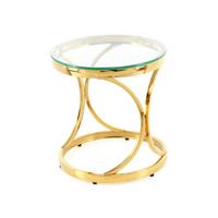 Príručný stolík zlatá - číra/zlatá, Basics, kov/sklo (40/42/40cm)