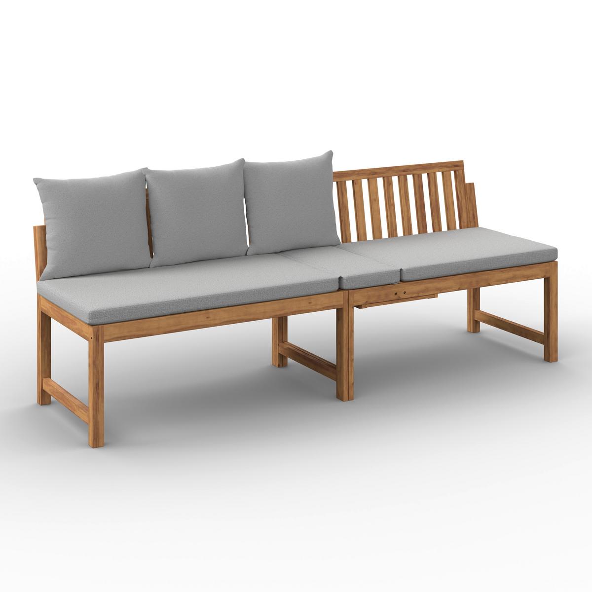 ZÁHRADNÁ LAVICA JUNOA - farba akácie/sivá, Modern, drevo/textil (200/75/60cm) - Bessagi Garden