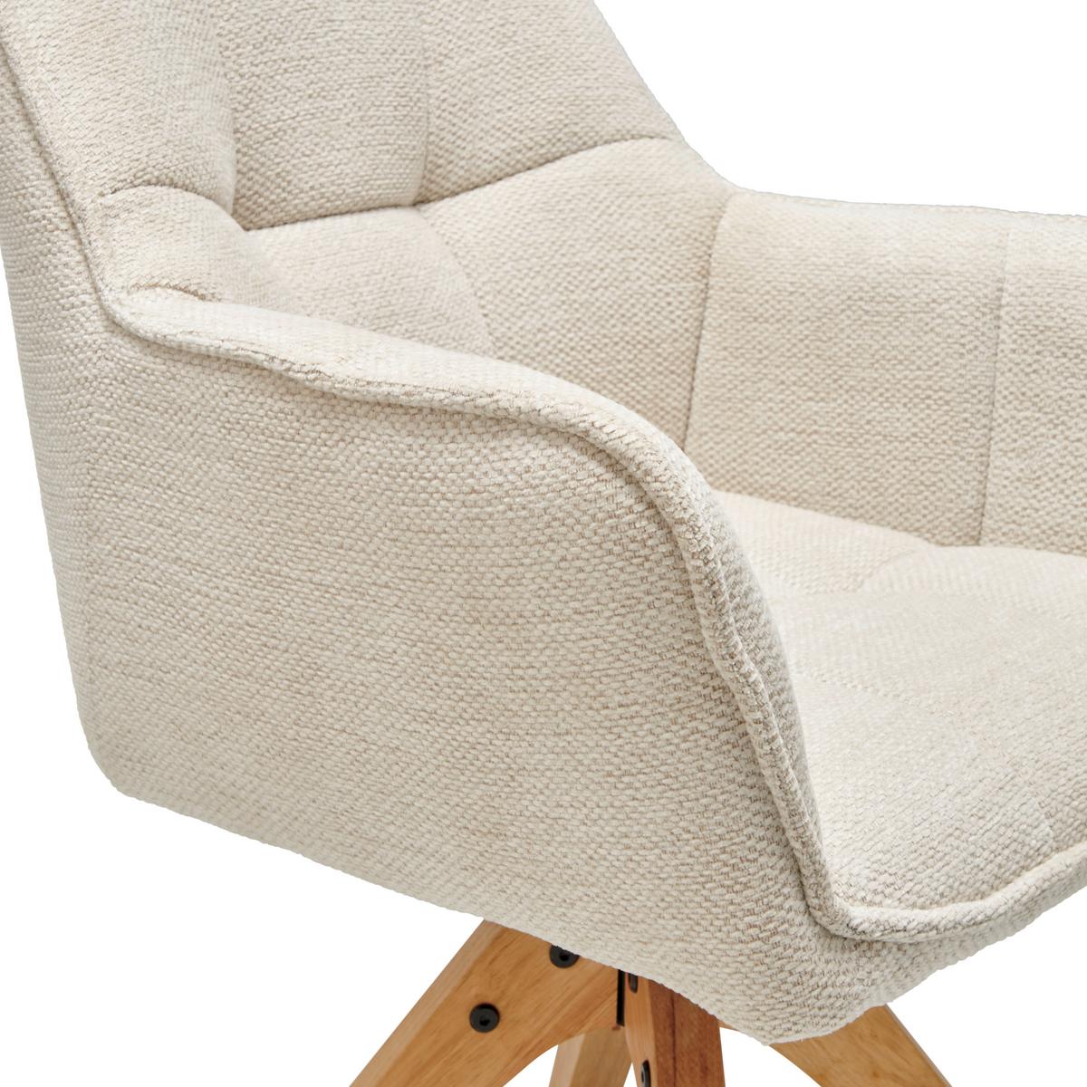 Armlehnstuhl Kerry Beige B: 63 cm - Eichefarben/Beige, LIFESTYLE, Holz/Textil (63/83/61cm) - MID.YOU