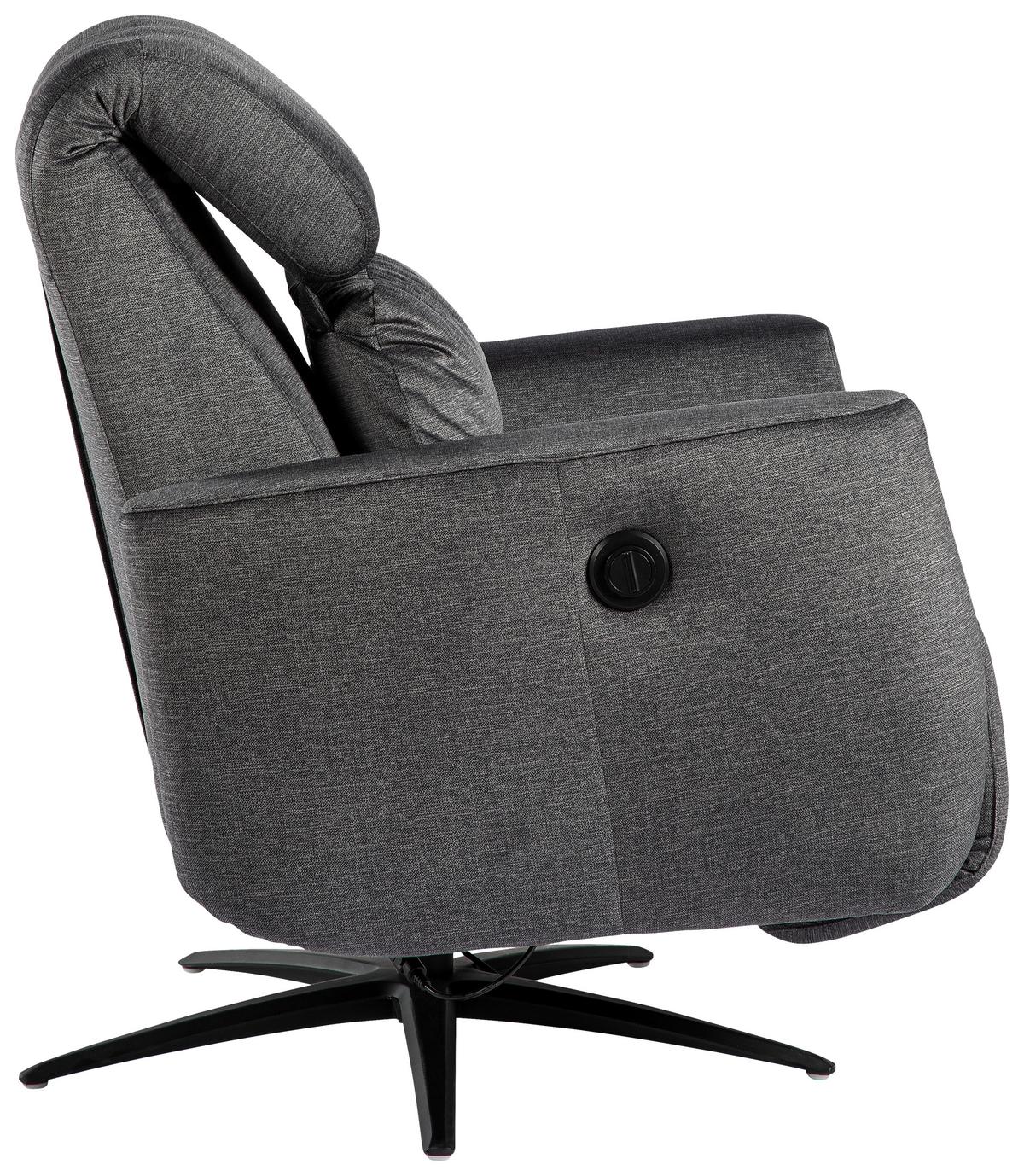 Fernsehsessel Riva - Schwarz/Graphitfarben, MODERN, Textil/Metall (71/108/176cm)