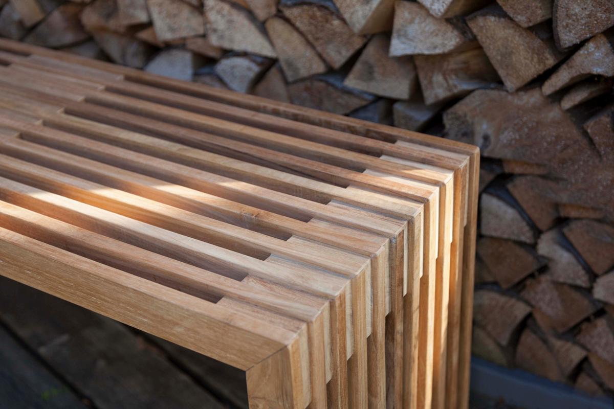 Sitzbank Teakfarben Rib Bht: 104x43x35 Cm - Teakfarben, KONVENTIONELL, Holz (104/43/35cm) - MID.YOU