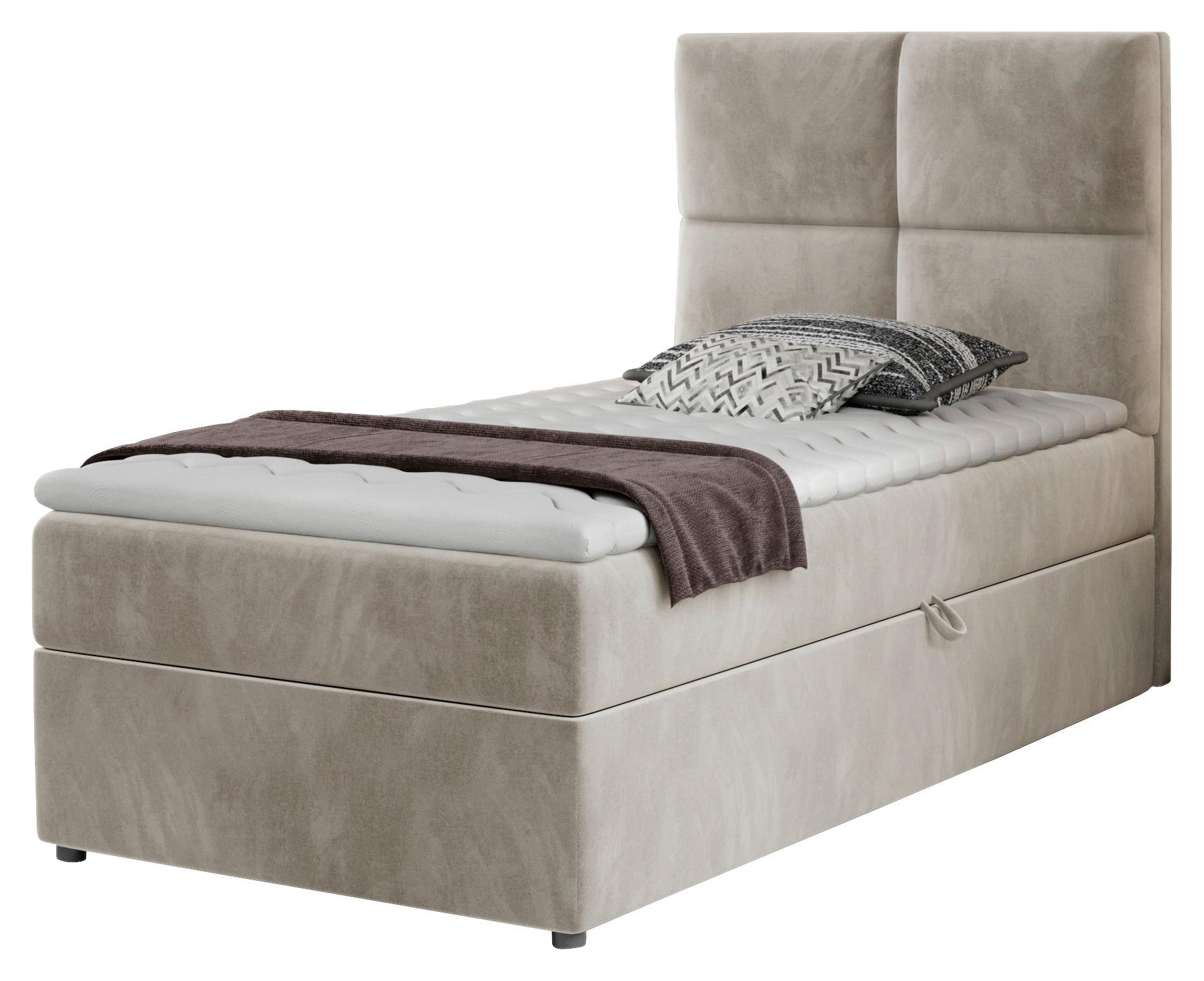 Boxbett Rivia Beige Lf: 90x200 cm - Beige/Silberfarben, MODERN, Holz/Textil (90/200cm) - MID.YOU