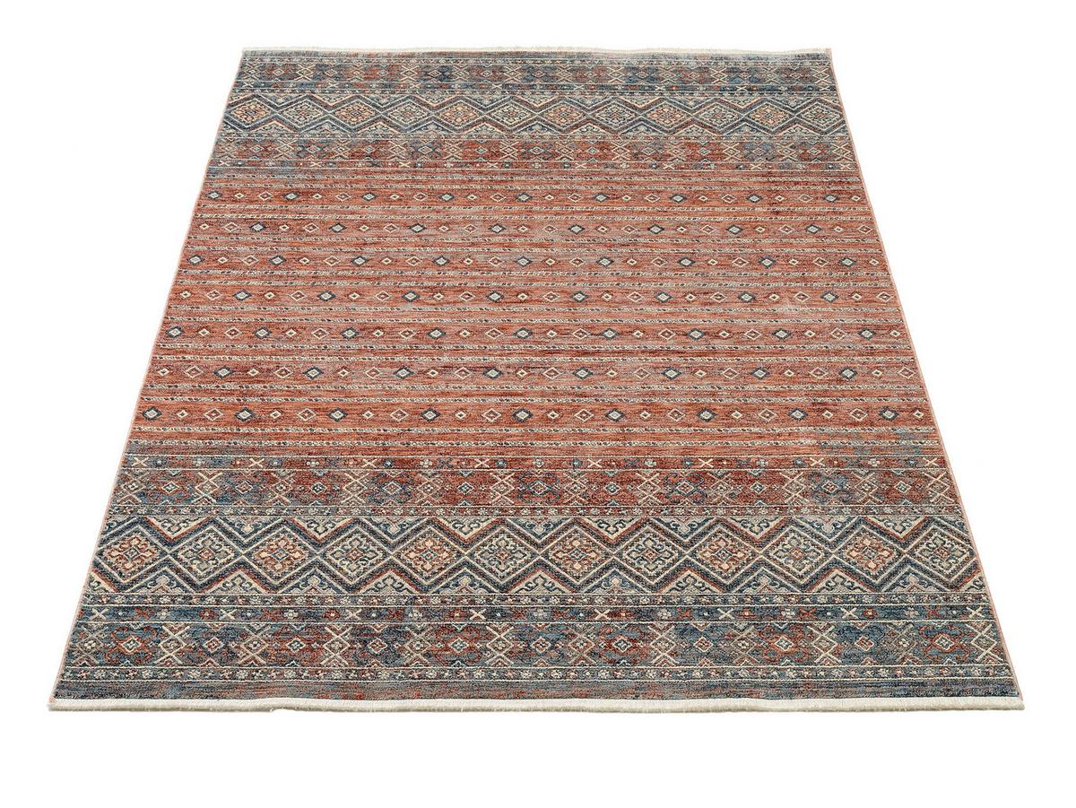 WEBTEPPICH KORSIKA - Blau/Terracotta, Design, Textil (80/150cm) - Novel