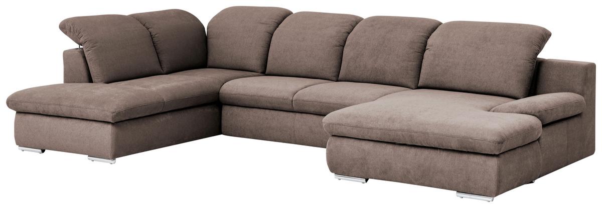 Wohnlandschaft Isona Taupe Chenille - Taupe/Chromfarben, Design, Textil (212/353/165cm) - Livetastic