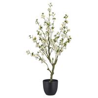 Vykvetlá větvička třešně Výška 105 cm - bílá/černá, Basics, kov/plast (105cm) - Mömax