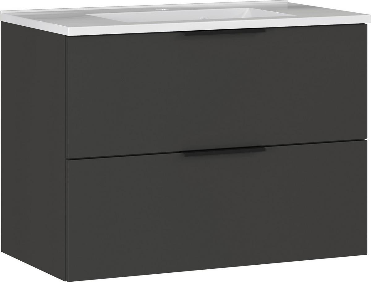 Waschtischkombi Gw-Crandon Graphitfarben Weiß - Graphitfarben/Weiß, MODERN, Keramik/Holzwerkstoff (81cm) - Germania