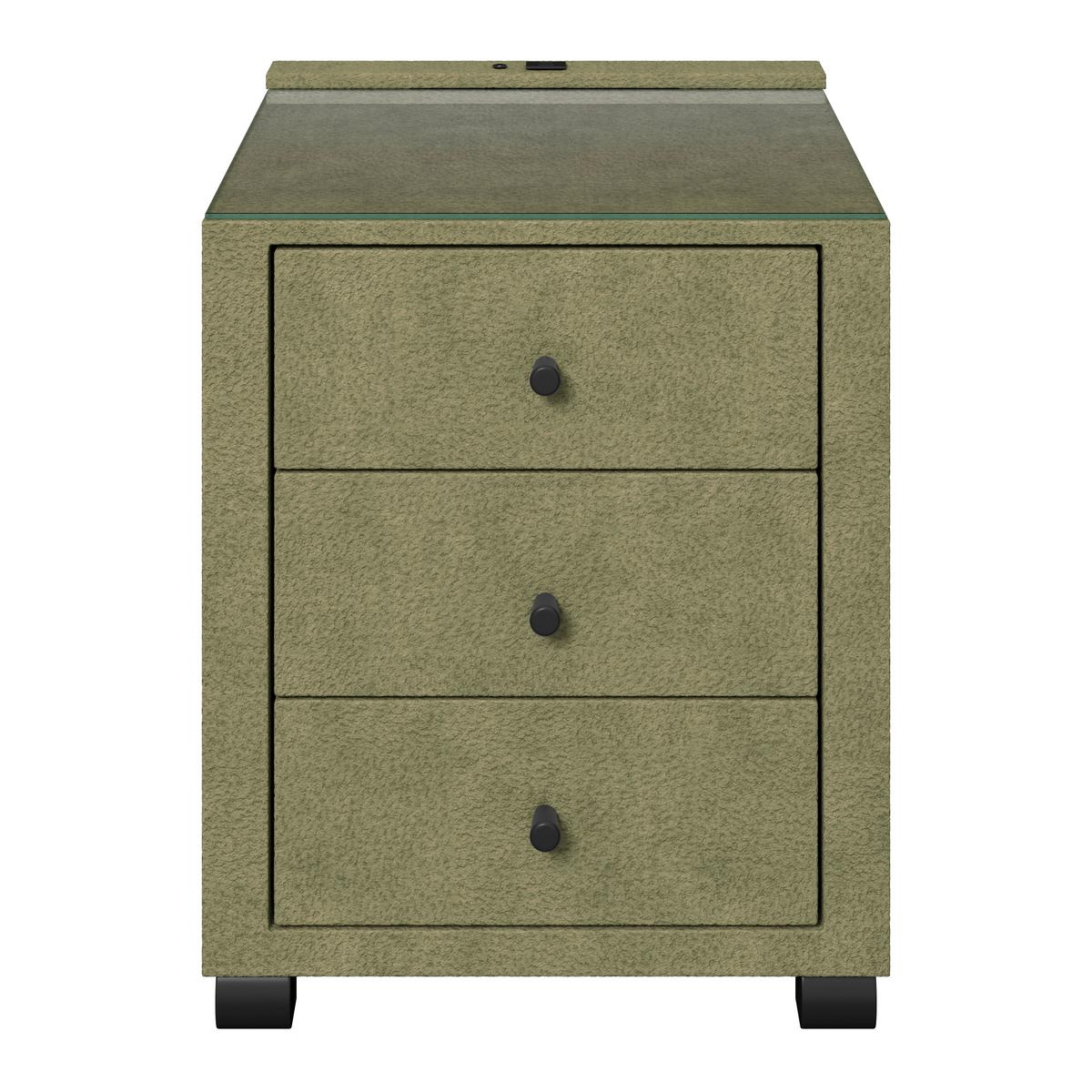 Nachtkästchen Elysia Grün, B: 48 cm - Grün, Trend, Glas/Holz (48/68/45,5cm) - Luca Bessoni