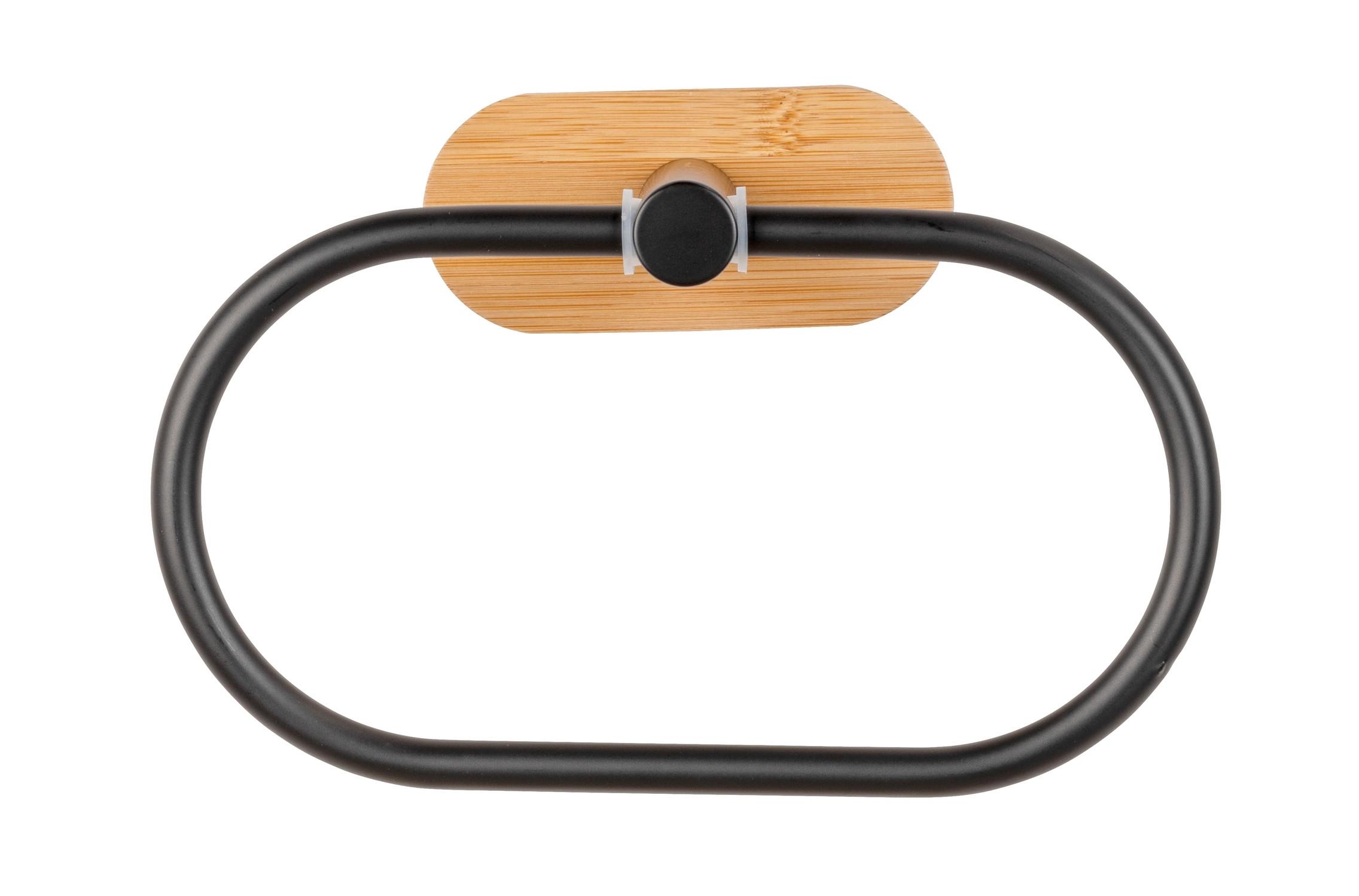 Držák na ručníky OREA BAMBOO - SB - - černá/přírodní barvy, Moderní, kov/dřevo (19/12,5/8cm) - Mömax