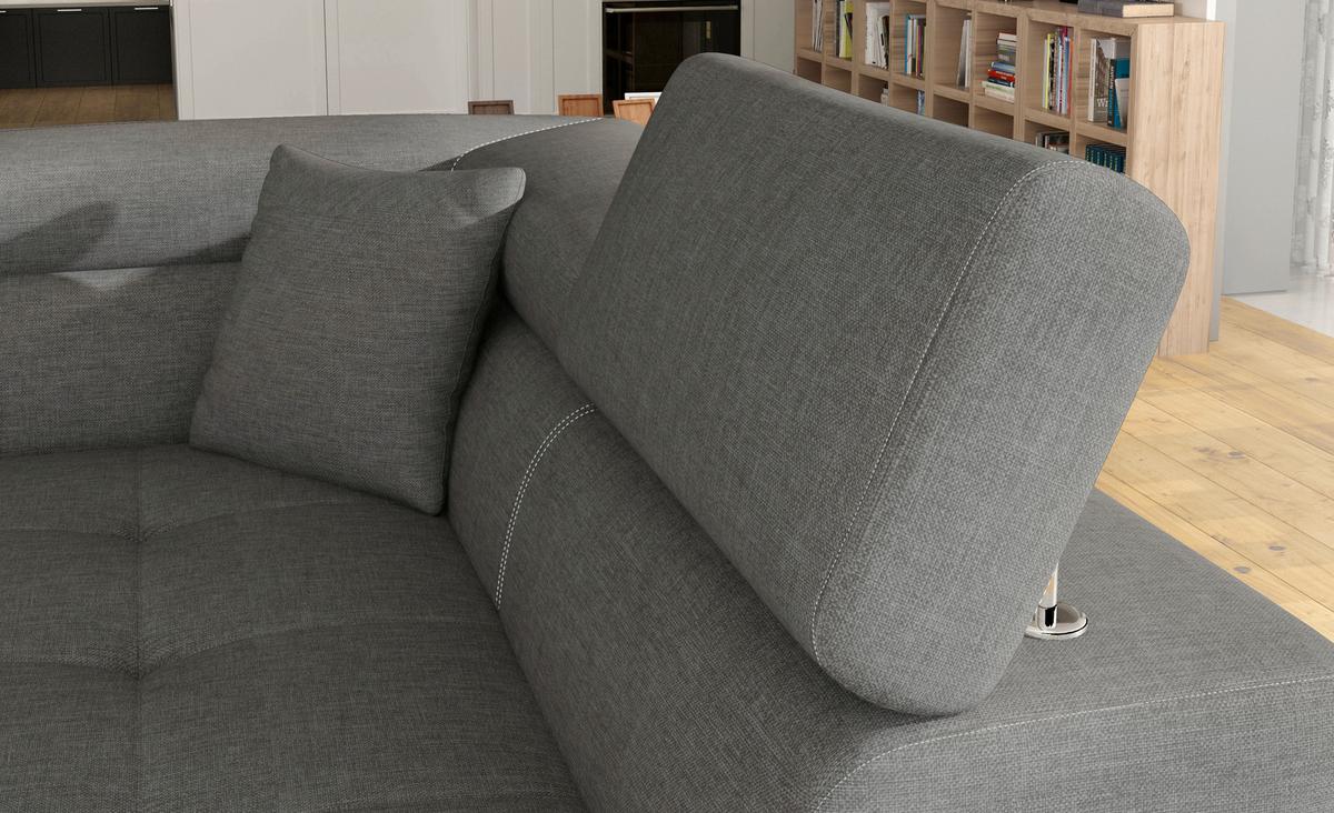 Ecksofa Anton Grau, Weiß S: 203x272 Cm - Chromfarben/Weiß, Design, Textil (203/272cm) - MID.YOU