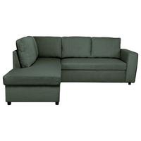 Ecksofa mit Schlaffunktion Toulouse Cord grün, 206x224cm - Schwarz/Grün, Trend, Holz/Textil (206/224cm)