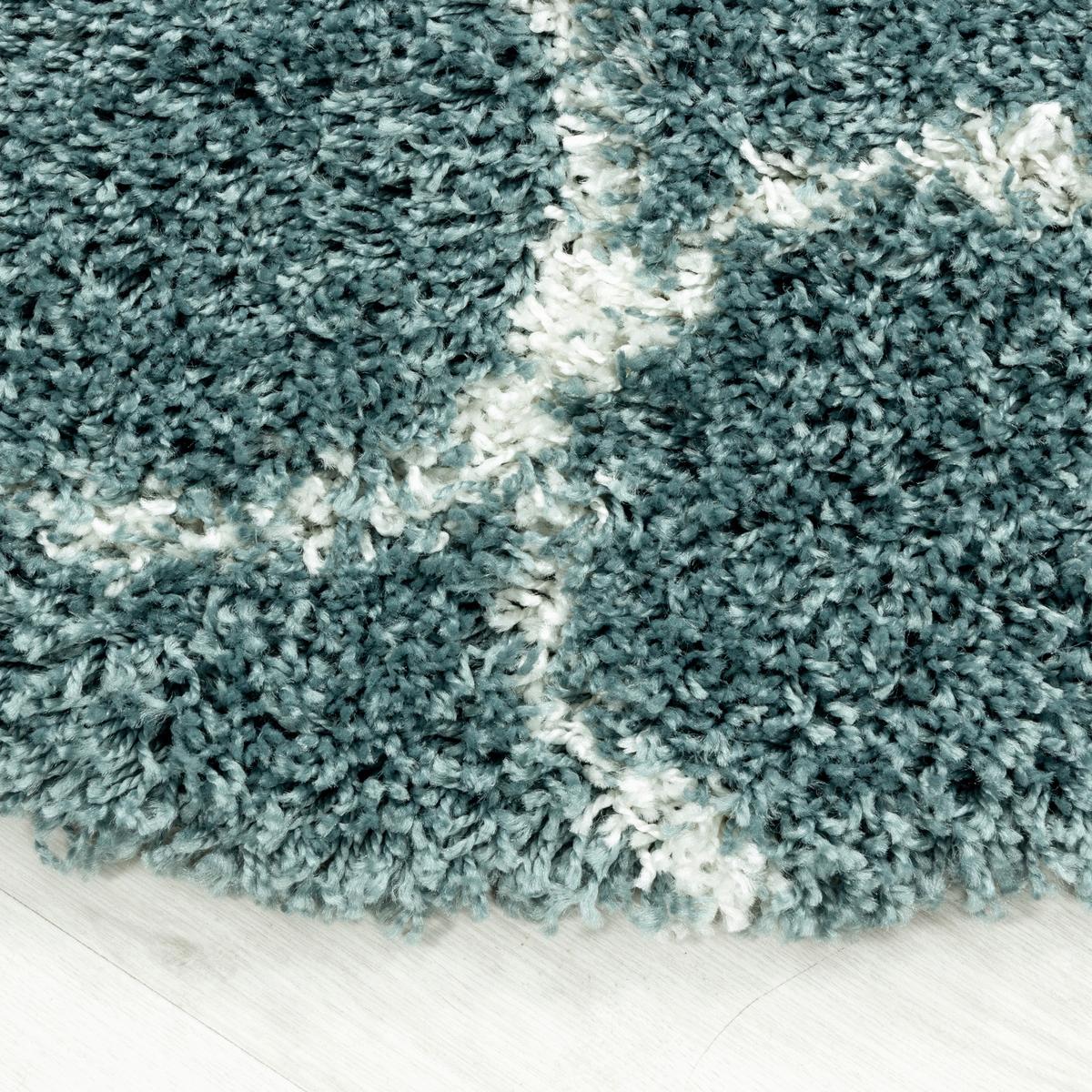 Webteppich Blau Naturfaser Salsa Ø 200 cm - Blau, Design, Textil (200cm)