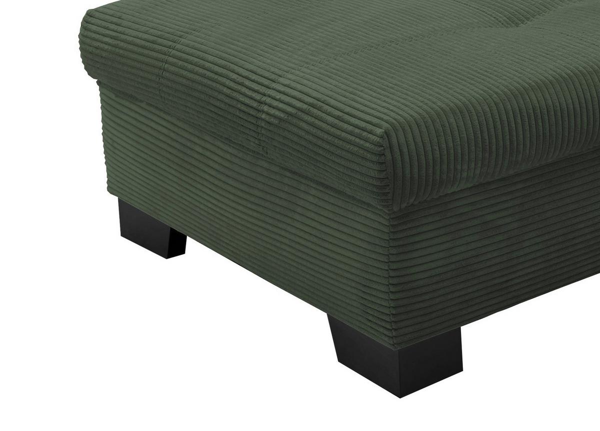 Ecksofa mit Schlaffunktion Flora Grün Cord - Beige/Schwarz, Design, Textil (190/250cm) - MID.YOU