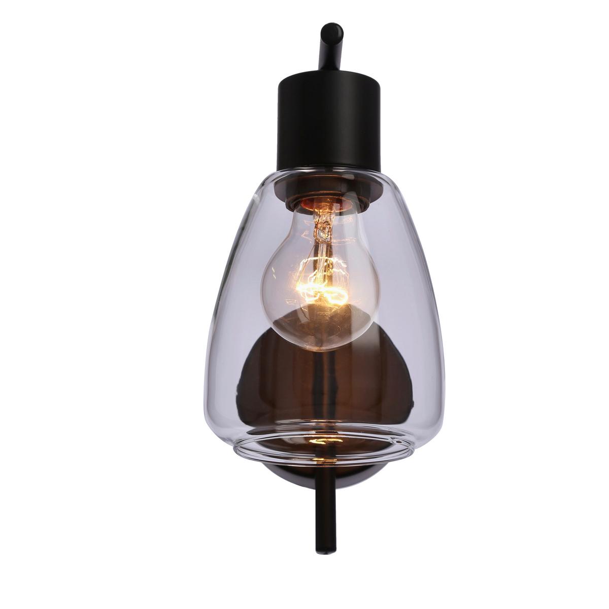 Wandleuchte 21-35110 Moldo - Transparent/Schwarz, Design, Metall (17.4/12/23.5cm)