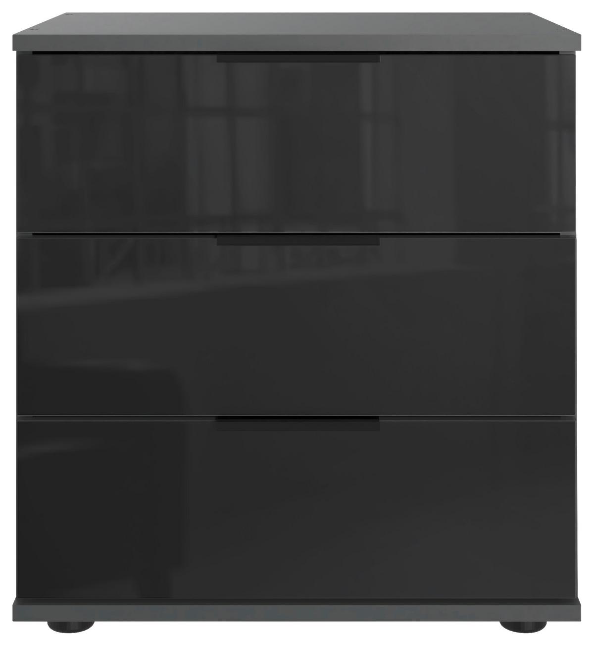 Nachkästchen Graphitfarben H: 58 cm Saigon - Schwarz/Graphitfarben, MODERN, Glas/Holzwerkstoff (52/58/38cm) - P & B