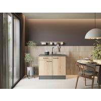 MINIKÜCHE Oliver, Grau B: 100 cm - Eiche Artisan/Grau, Trend, Holzwerkstoff (100cm) - Respekta