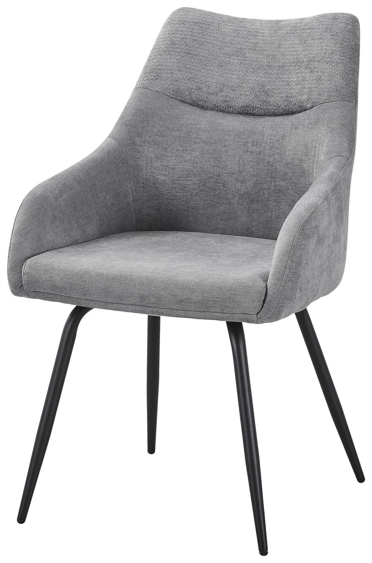 Armlehnstuhl Dali Grau/schwarz B: 60 Cm - Schwarz/Grau, Basics, Textil/Metall (60/86/55cm) - Livetastic