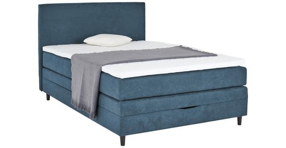 Boxspringbett mit Topper & Bettkasten 140x200 Kleopatra - Blau, KONVENTIONELL, Holz/Holzwerkstoff (140/200cm) - Ondega