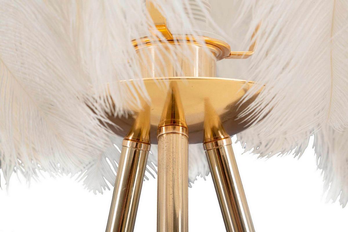 Tischleuchte Feather Stand Weiß, Goldfarben B: 40 cm - Goldfarben/Weiß, Basics, Kunststoff/Metall (40/60/40cm)