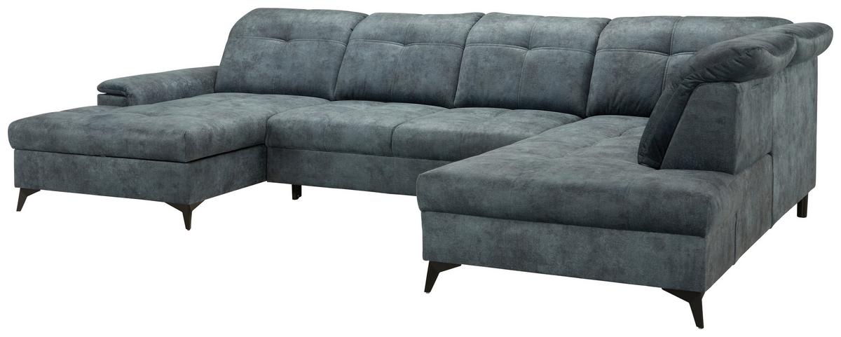 Sedacia súprava do U SIERRA, pravá, modrosivá INFINITY - čierna/modrosivá, Modern, kov/textil (181/364/230cm) - Mömax