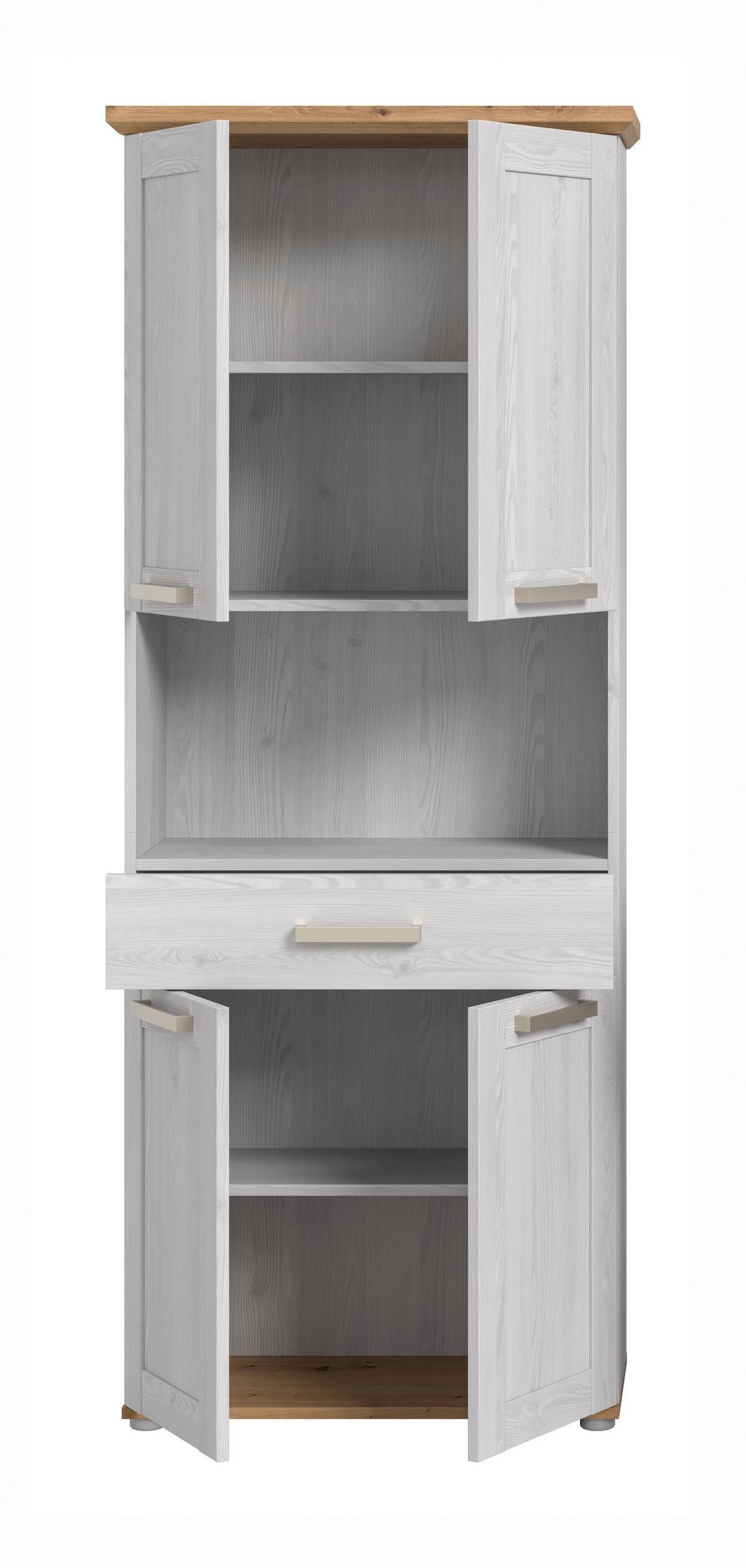 Hochschrank Verona Eiche Dekor /Lärchefarben B: 74cm - Silberfarben/Lärchefarben, Trend, Holzwerkstoff (74/187/34cm) - MID.YOU