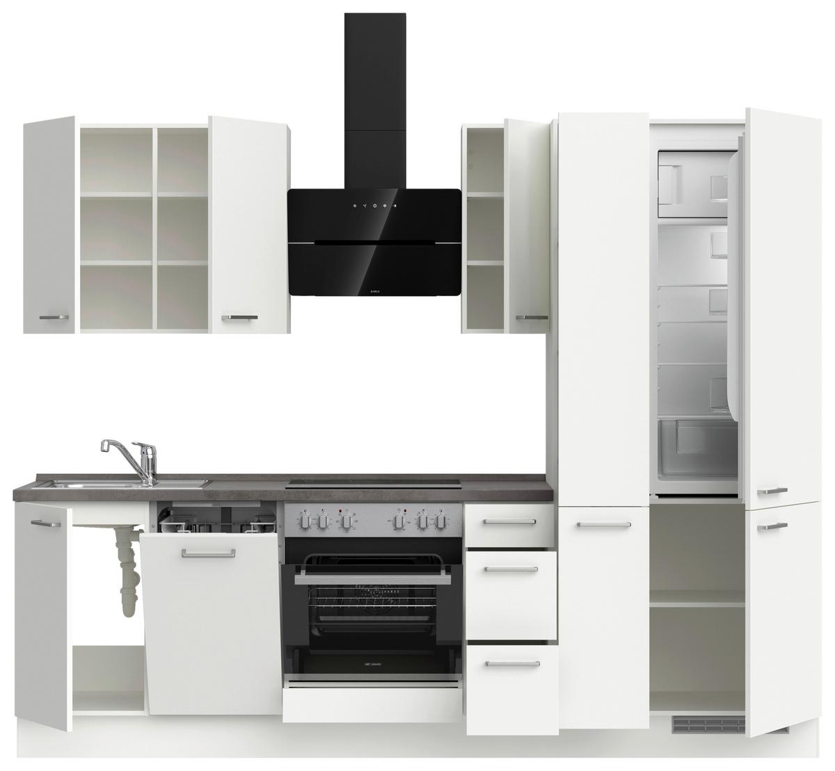 KÜCHENLEERBLOCK TOUCH HIGH - LINE, H3 RECHTS - Weiß/Grau, MODERN, Holzwerkstoff (270cm) - Nobilia