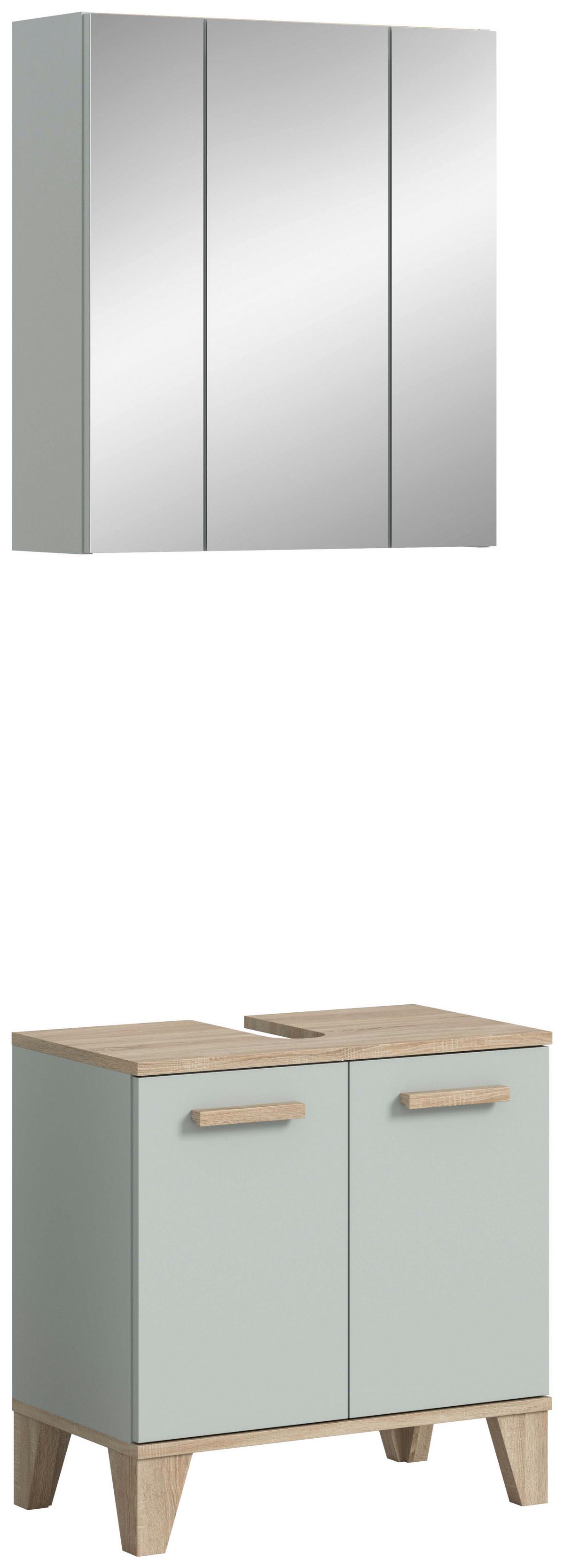 Badezimmer Star Hellgrün/Eiche Dekor B: 60cm - Eichefarben/Hellgrün, MODERN, Holzwerkstoff (60/184/34cm) - MID.YOU