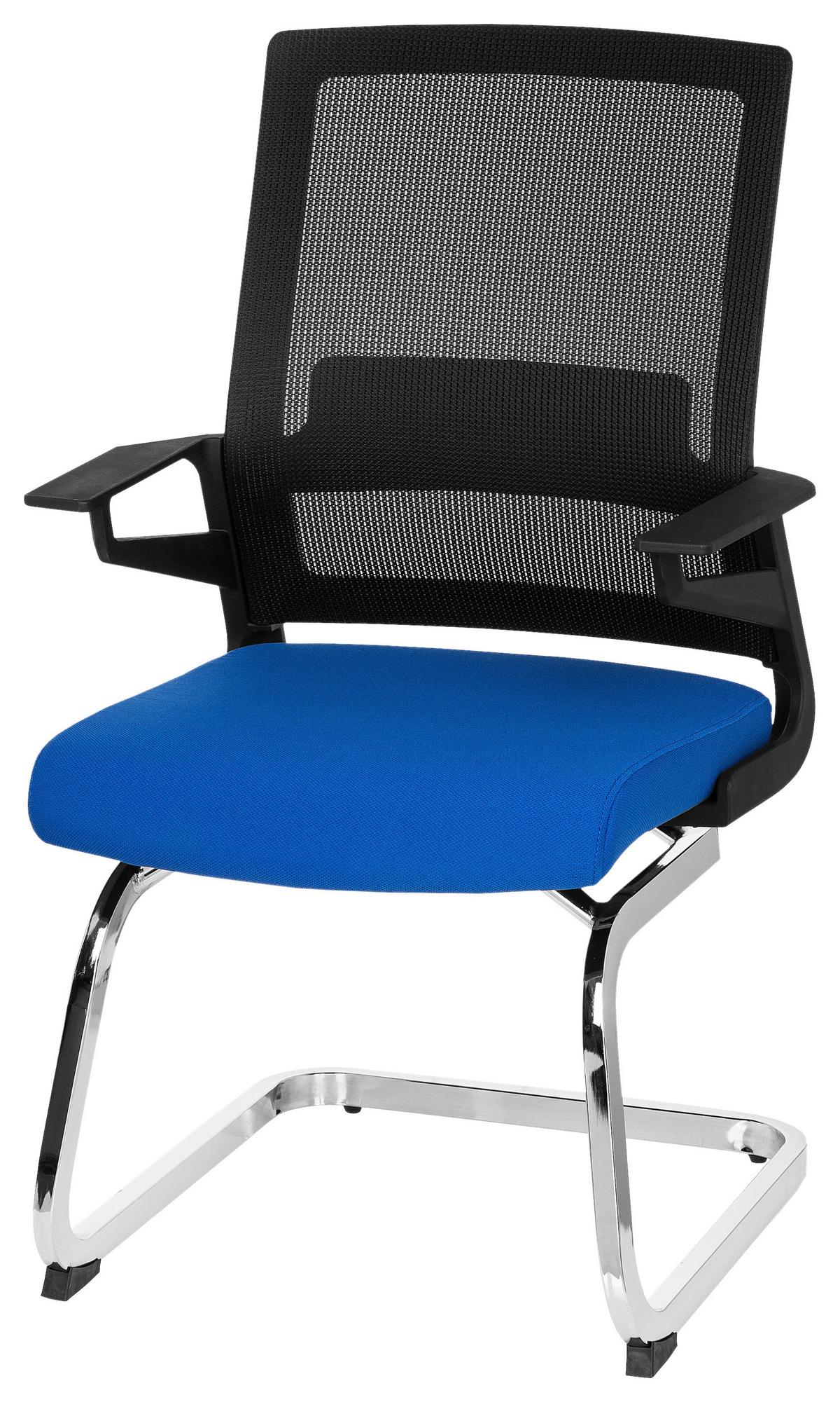 Besucherstuhl Inventor V Blau/Schwarz Bis 150kg - Chromfarben/Blau, MODERN, Kunststoff/Textil (59/95/54cm) - MID.YOU