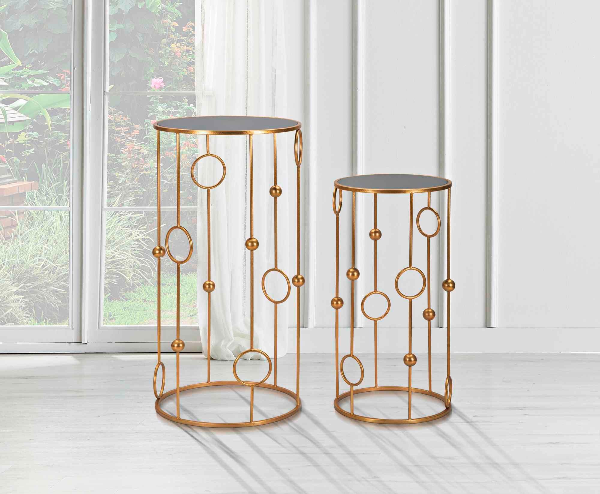 Couchtisch Cage Set 2Pcs Goldfarben B: 50 cm - Goldfarben, Basics, Glas/Holzwerkstoff (50/100/50cm)