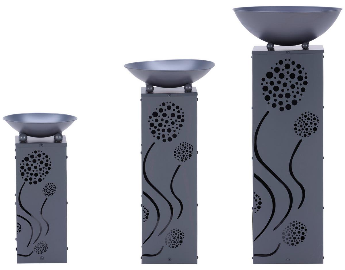 Led Dekosäule mit Schale Pusteblume H: 87 cm - Grau, Basics, Metall (38/38/87cm)