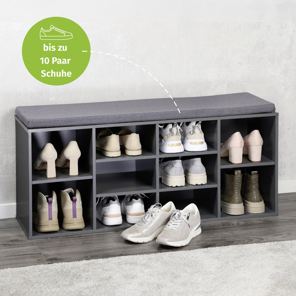 SCHUHREGAL Grau B: 103,5 cm - Grau, Design, Holzwerkstoff/Textil (103.5/48/29.5cm) - Kesper