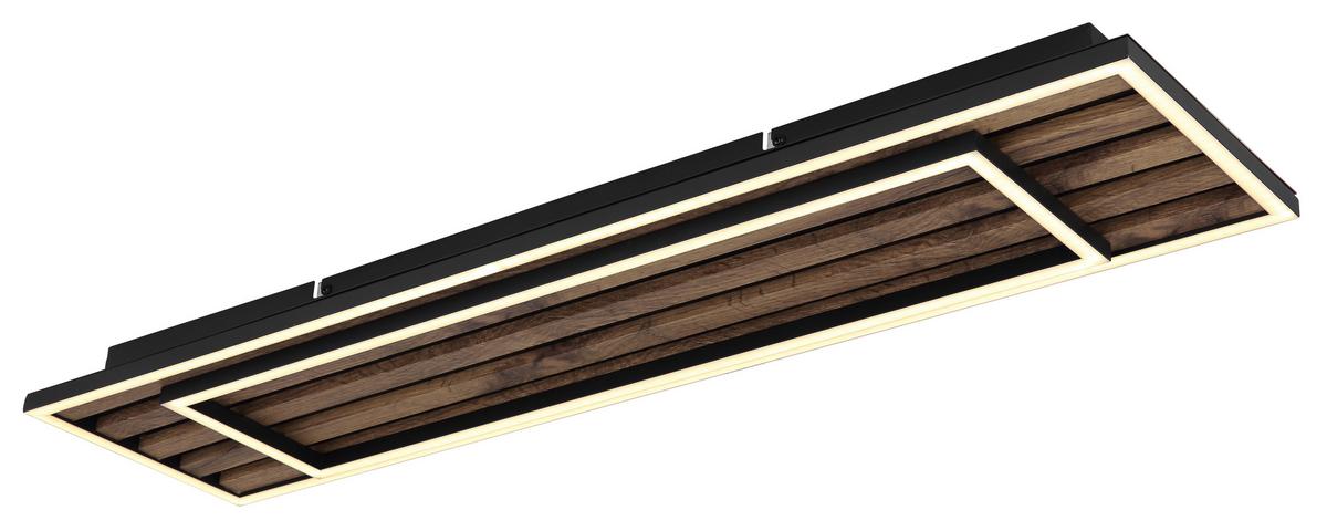 LED-DECKENLEUCHTE 67345D2 WOODY - Dunkelbraun/Schwarz, Natur, Holzwerkstoff/Kunststoff (80/20/6cm) - Globo