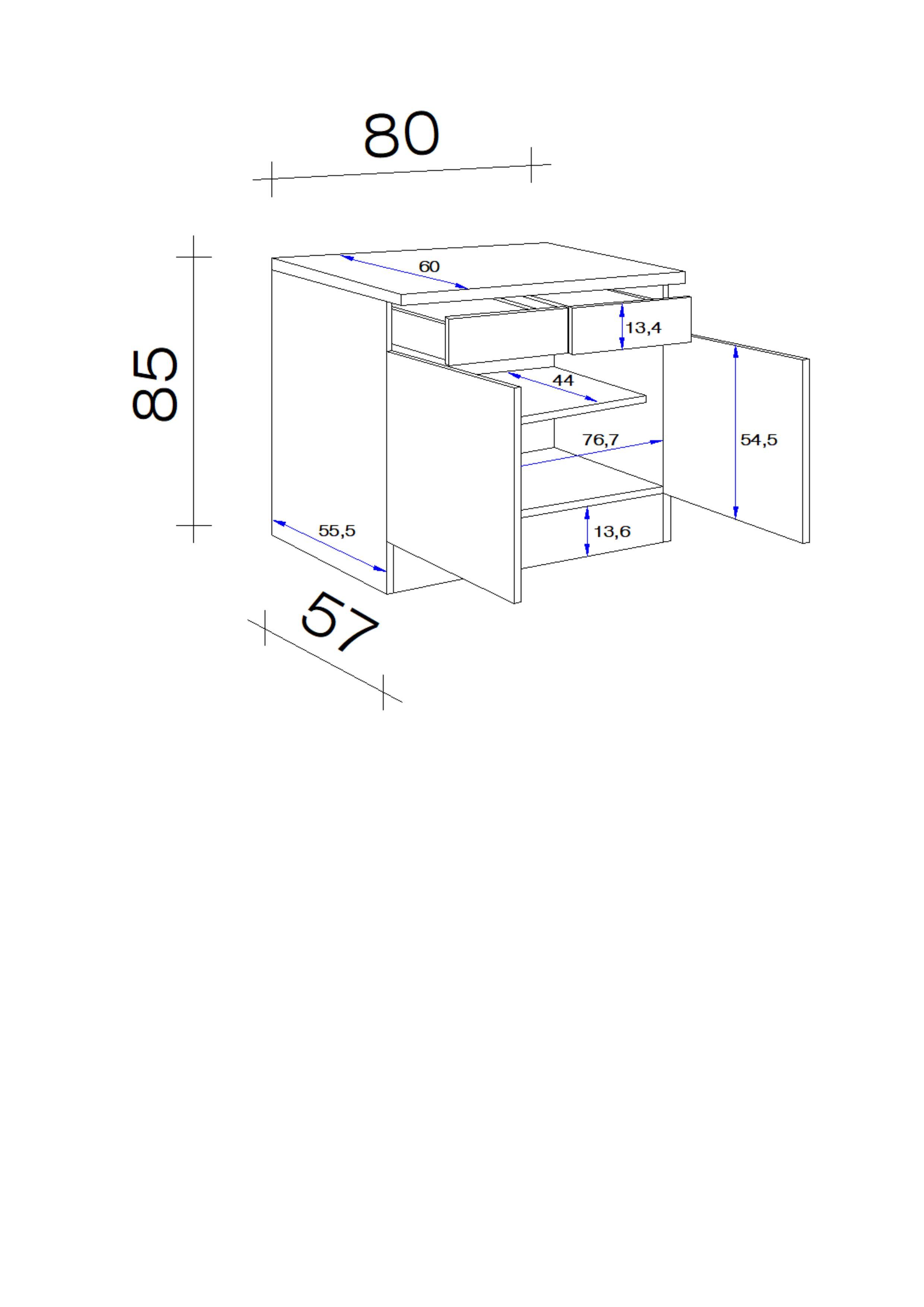 Spodní kuchyňská skříňka NANO US80 - barvy buku/béžová, Moderní, kompozitní dřevo/plast (80/85/57cm)