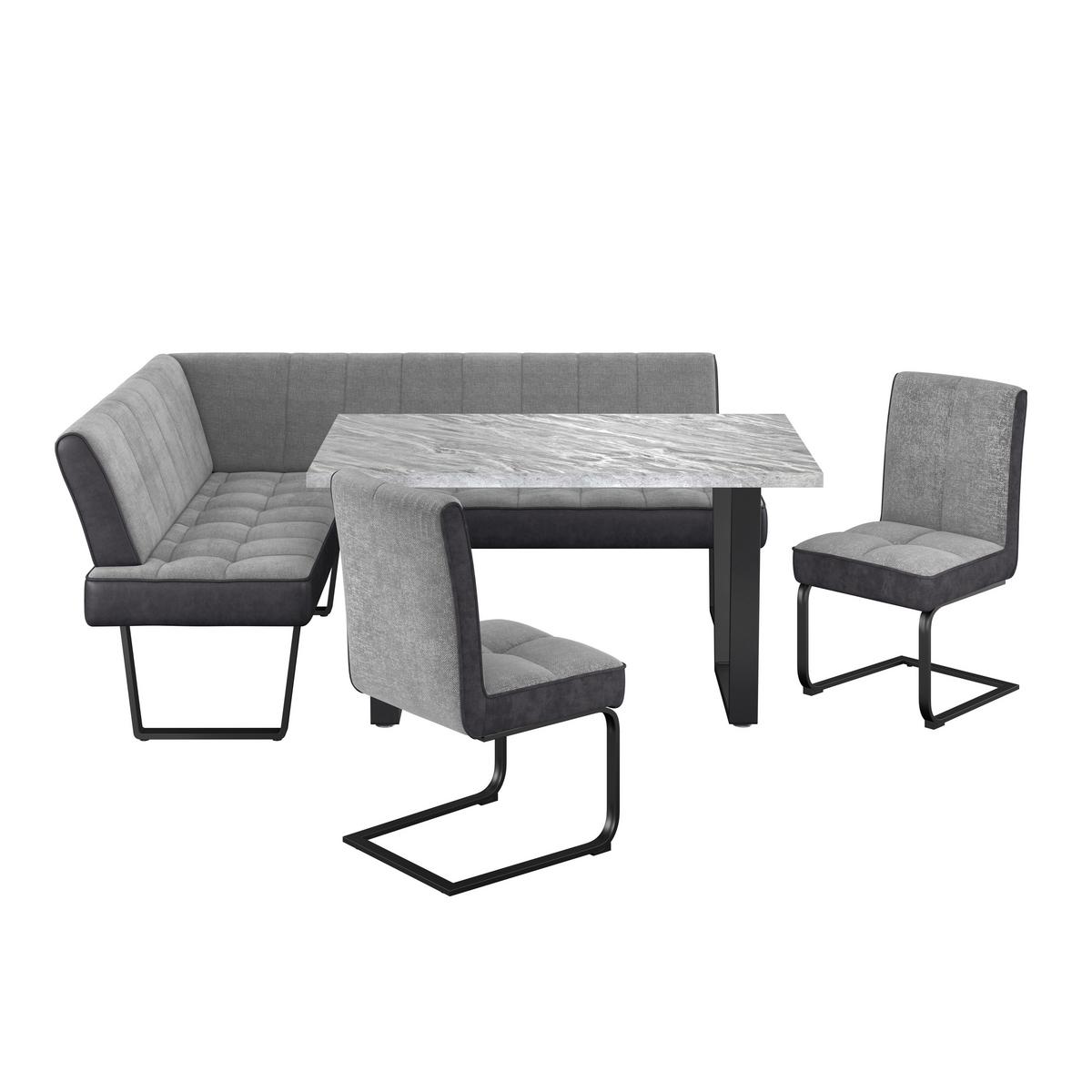 Eckbank Pag - Hellgrau/Schwarz, KONVENTIONELL, Textil/Metall (160/200cm) - MID.YOU