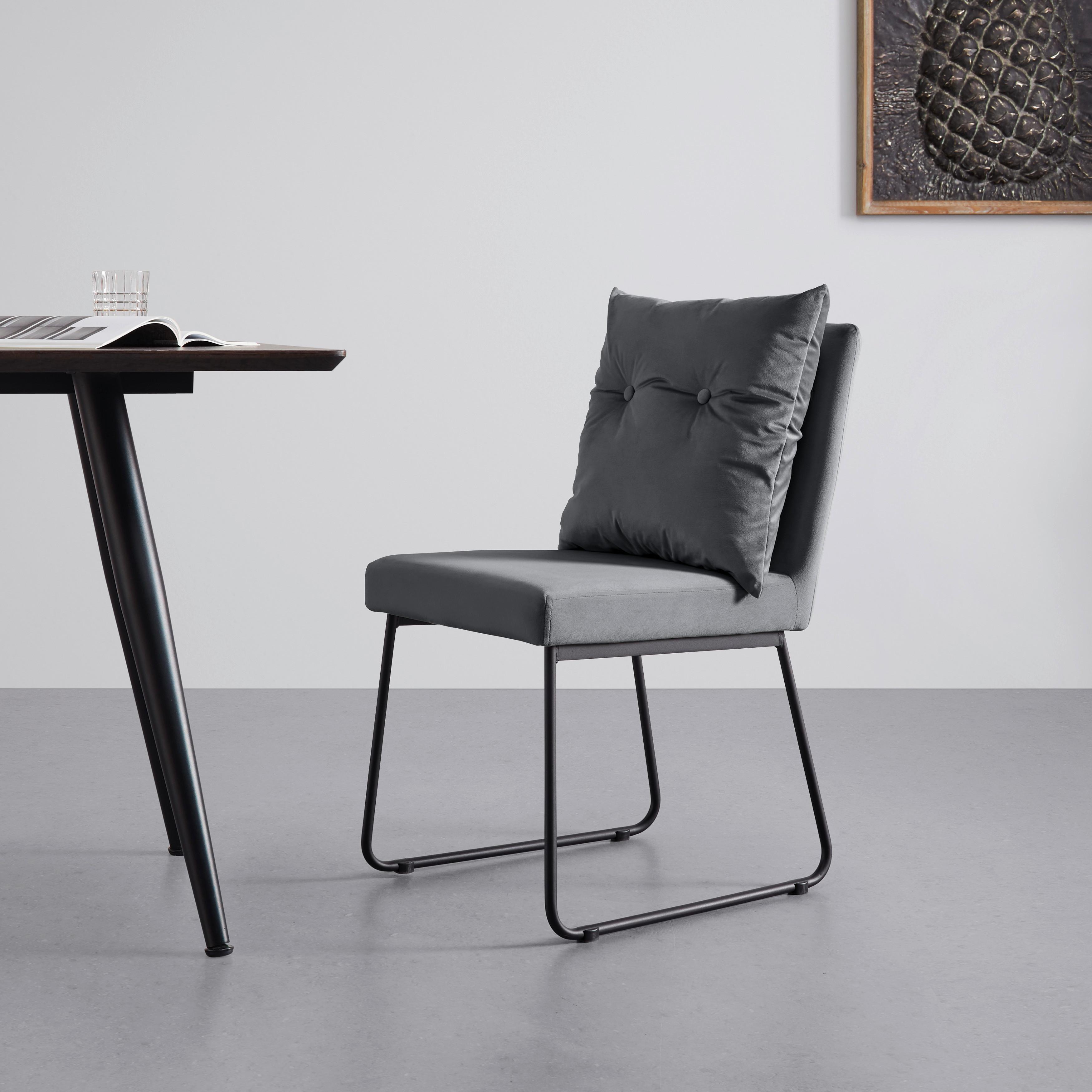 Stolička zo zamatu Bono sivá - čierna/sivá, Modern, kov/drevo (44/90/58cm) - Bessagi Home