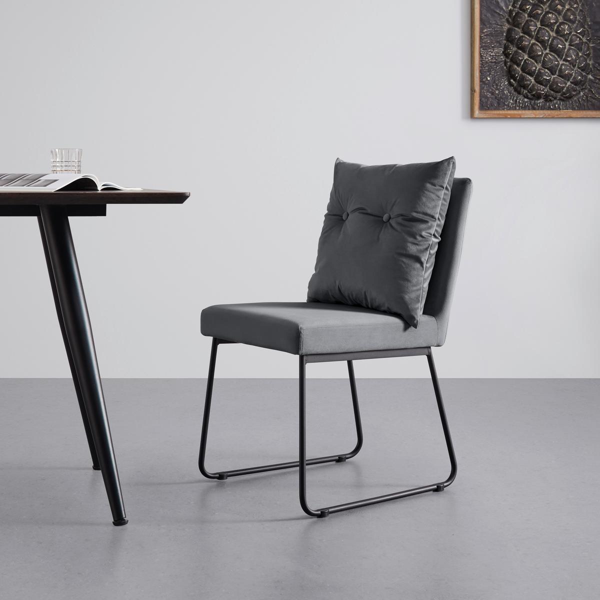 Stolička zo zamatu Bono sivá - čierna/sivá, Modern, kov/drevo (44/90/58cm) - Bessagi Home
