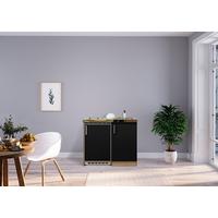 Miniküche Mit Kühlschrank + Kochfeld 100 Cm Schwarz/eiche - Edelstahlfarben/Eichefarben, MODERN, Holzwerkstoff/Metall (100cm) - Respekta