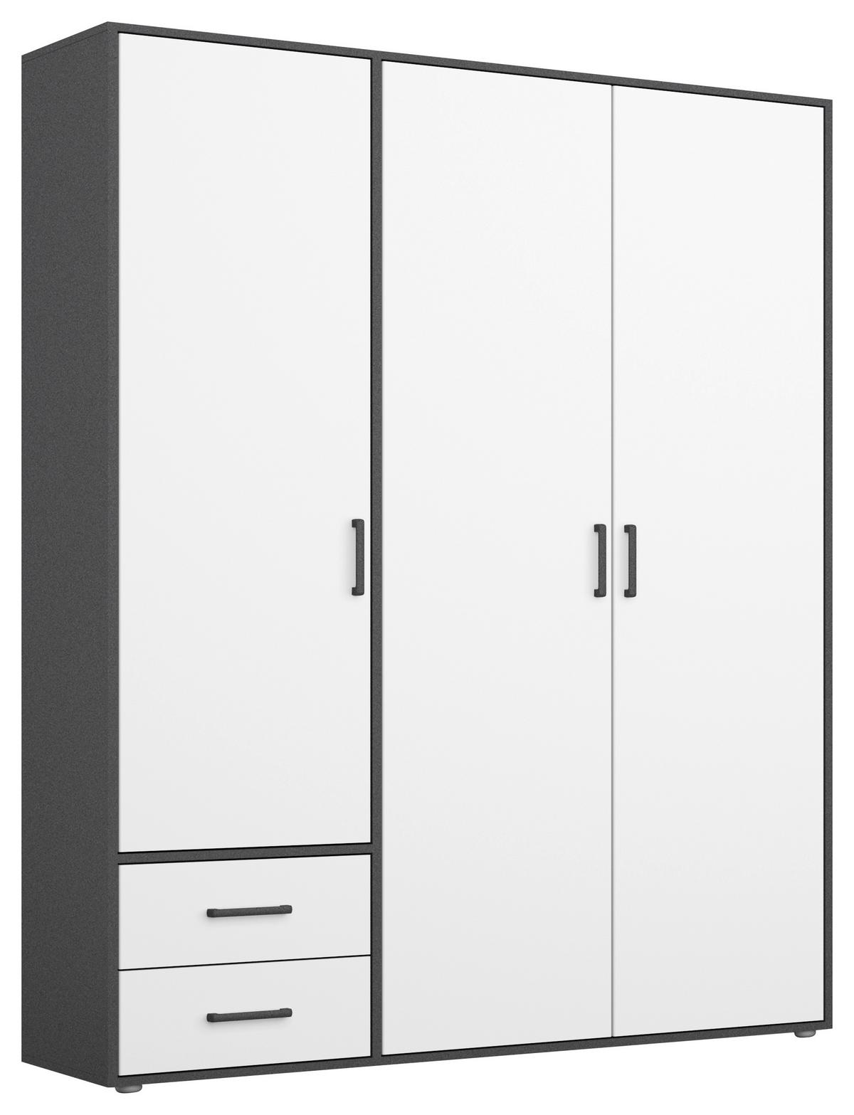 Drehtürenschrank Voyager Grau,weiß 140 Cm - Weiß/Grau, MODERN, Holzwerkstoff (140/194/53cm) - Rauch Möbel