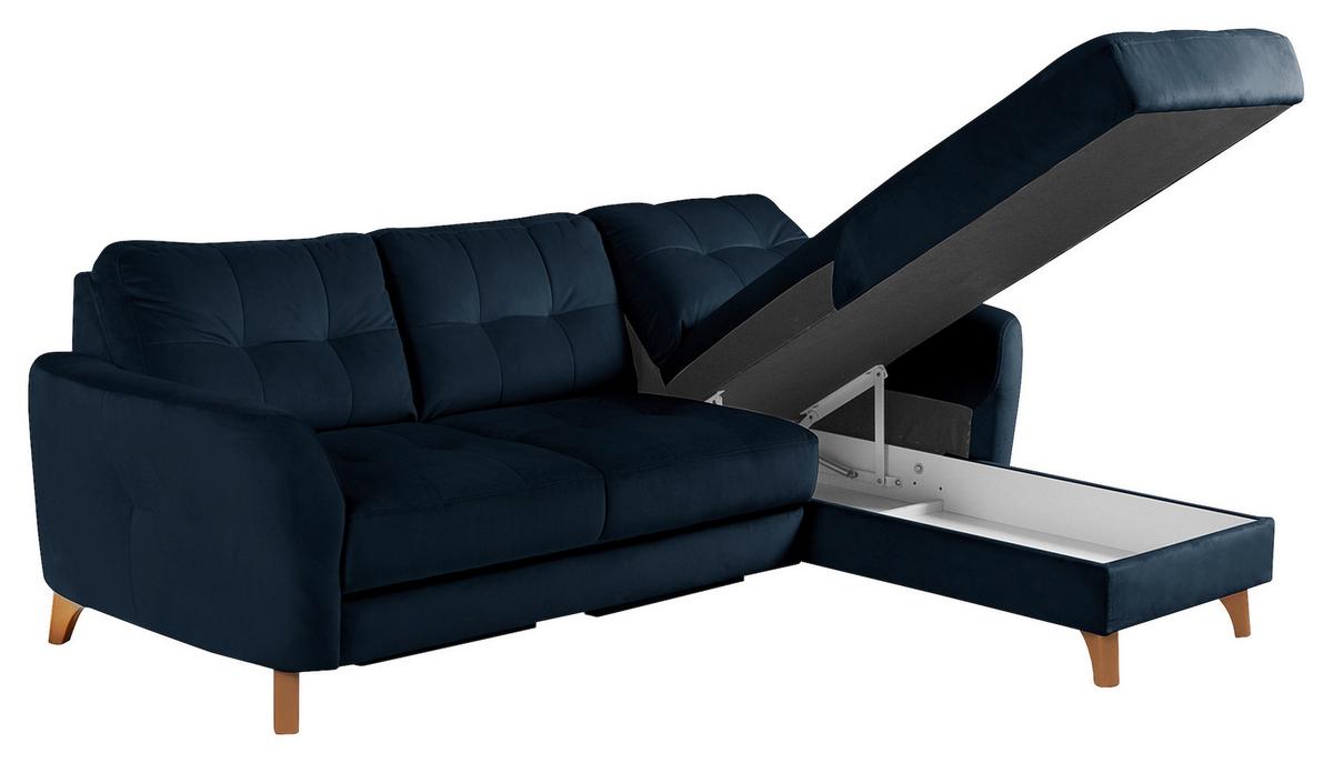 Ecksofa Nordic Dunkelblau S: 238x168 cm - Buchefarben/Dunkelblau, Design, Textil (238/168cm) - Livetastic