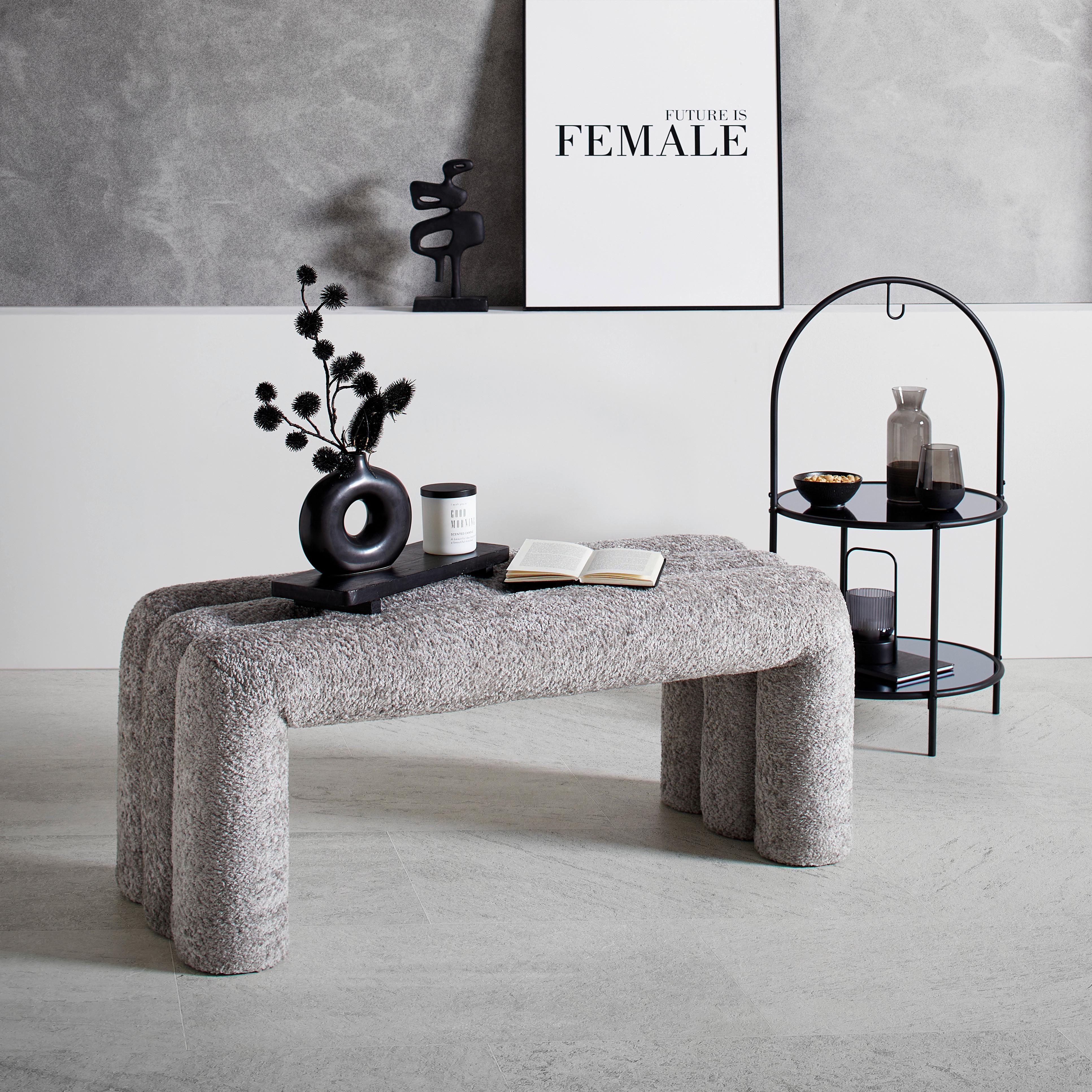 Sedací lavice NALA 100 - šedá, Moderní, kov/kompozitní dřevo (100/43/42cm) - Premium Living