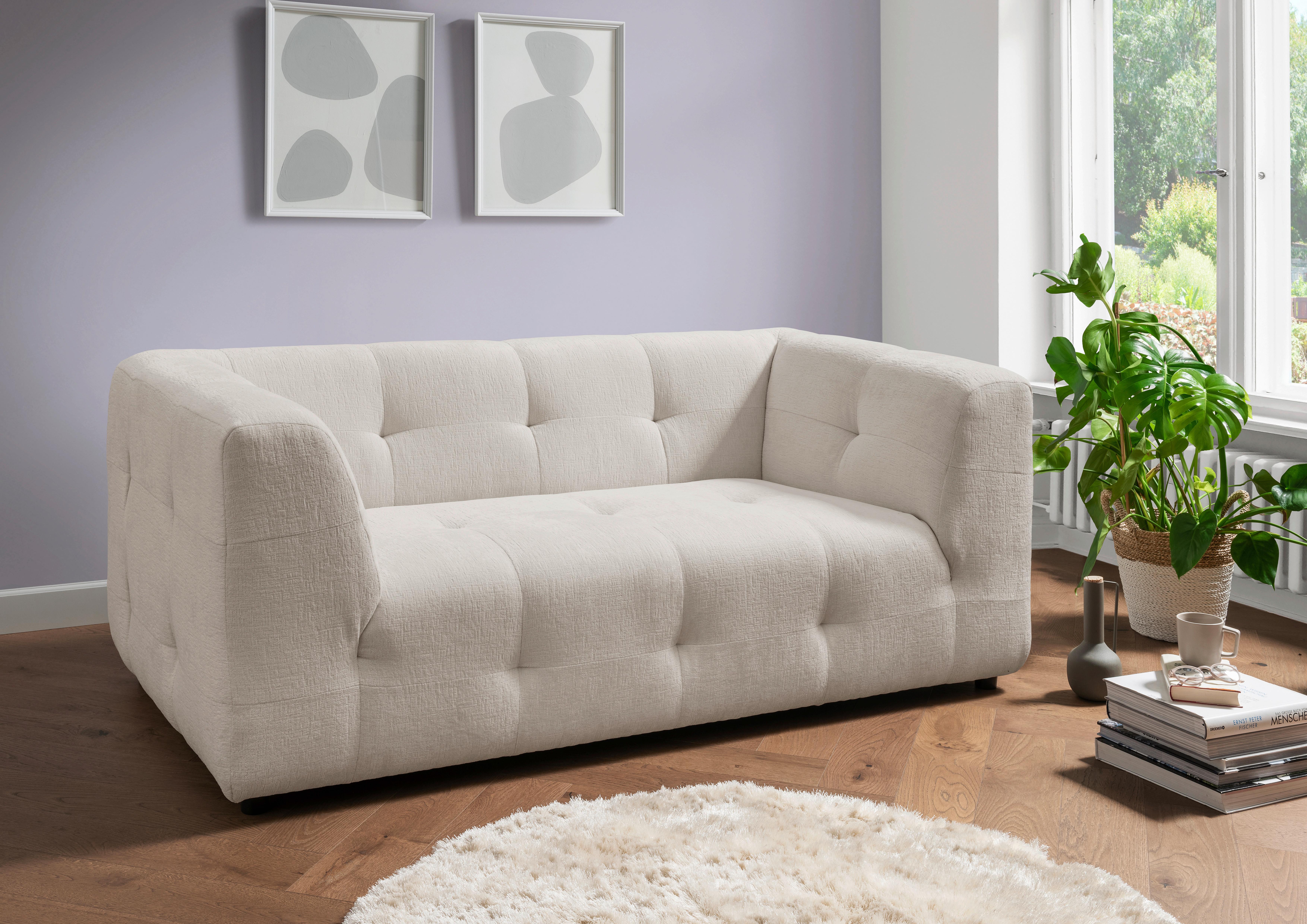2-Sitzer-Sofa Velice, Weiß B: 184 cm - Schwarz/Weiß, Design, Textil (184/72/95cm) - Livetastic