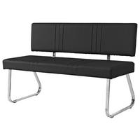 Sitzbank mit Lehne Gepolstert Schwarz Berlin II B: 130 cm - Chromfarben/Schwarz, KONVENTIONELL, Textil/Metall (130/82/55cm)