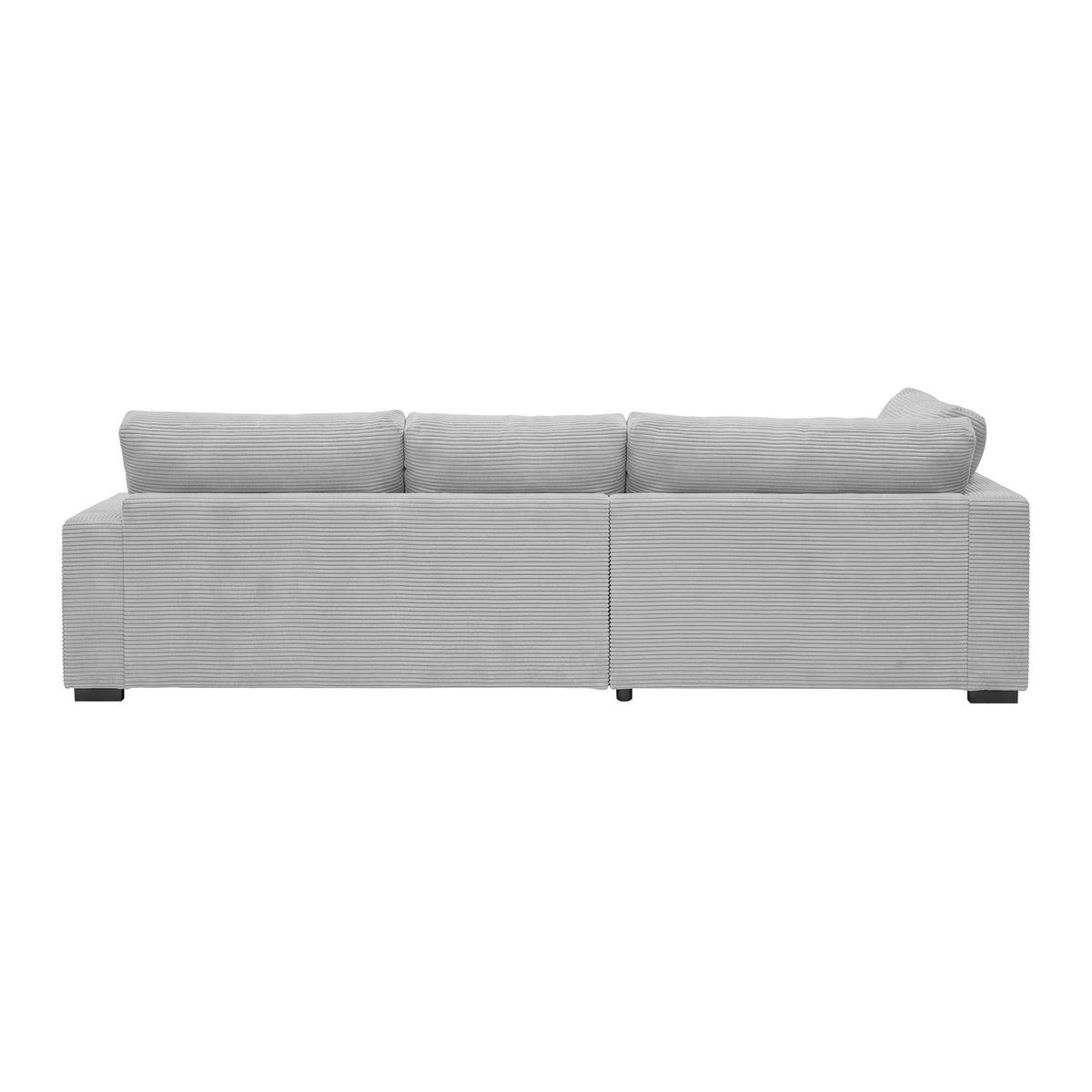 Rohová sedačka PEDRO, levá, světle šedý manšestr - černá/světle šedá, Moderní, textil/plast (190/300cm) - Mömax