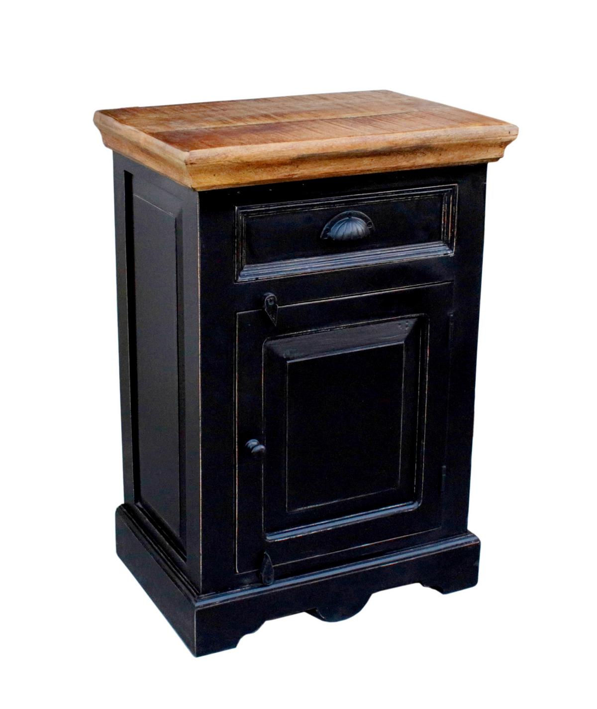 BADEZIMMER Schwarz 5-teilig - Schwarz/Honig, Basics, Holz/Holzwerkstoff - Livetastic