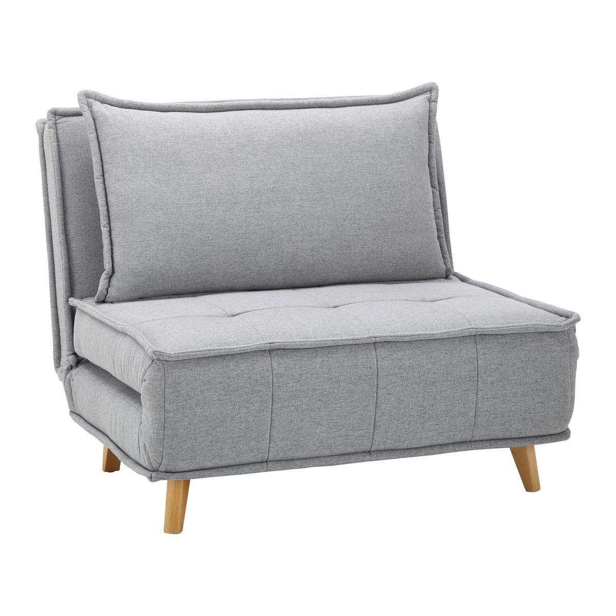 Rozkládací křeslo LAYLA, světle šedá - světle šedá/přírodní barvy, Moderní, dřevo/textil (104/92/84cm) - P & B