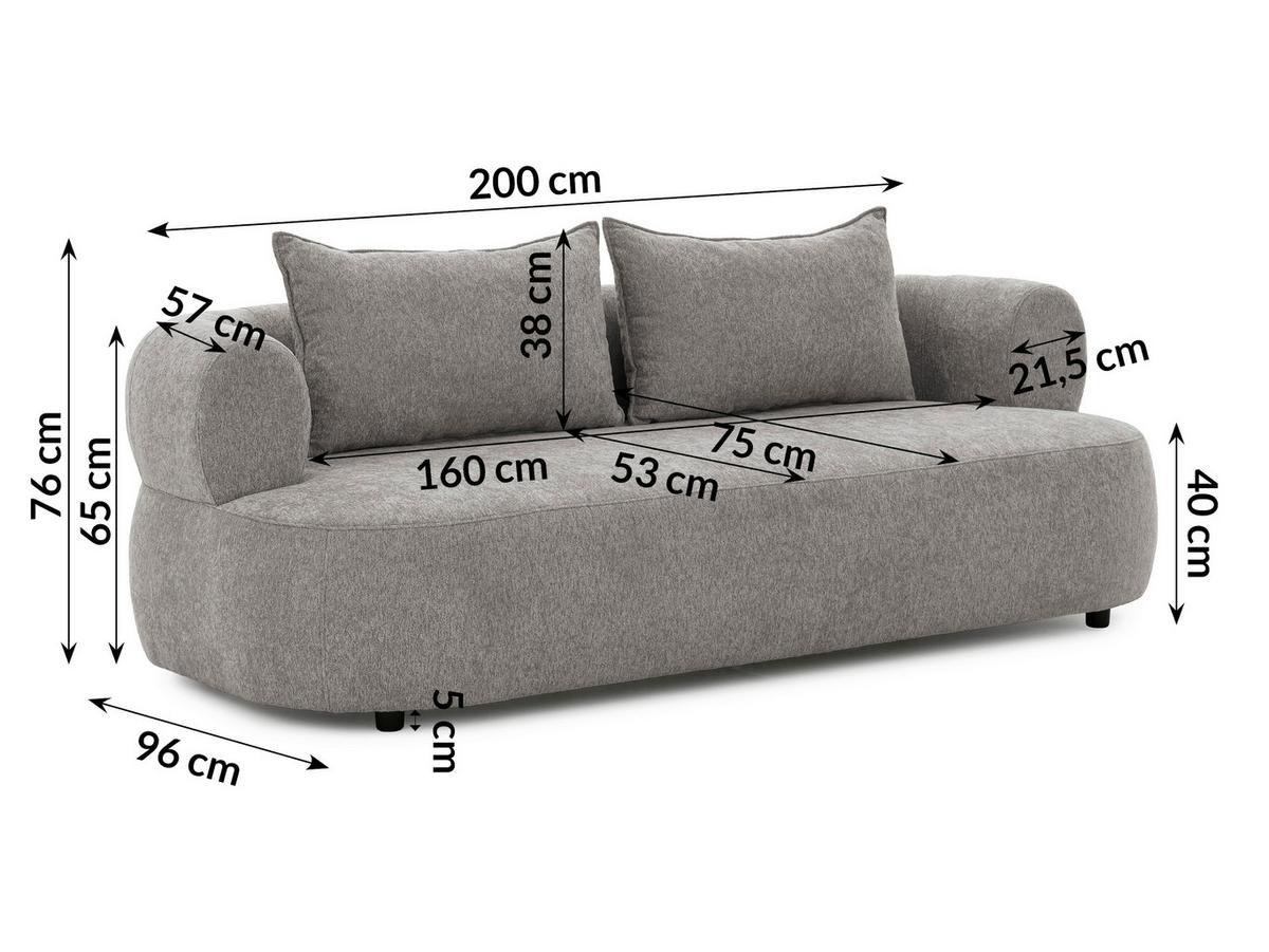 3-sitzer-sofa Ferro Grau B: 200 Cm - Schwarz/Grau, Design, Textil (200/76/96cm) - Livetastic
