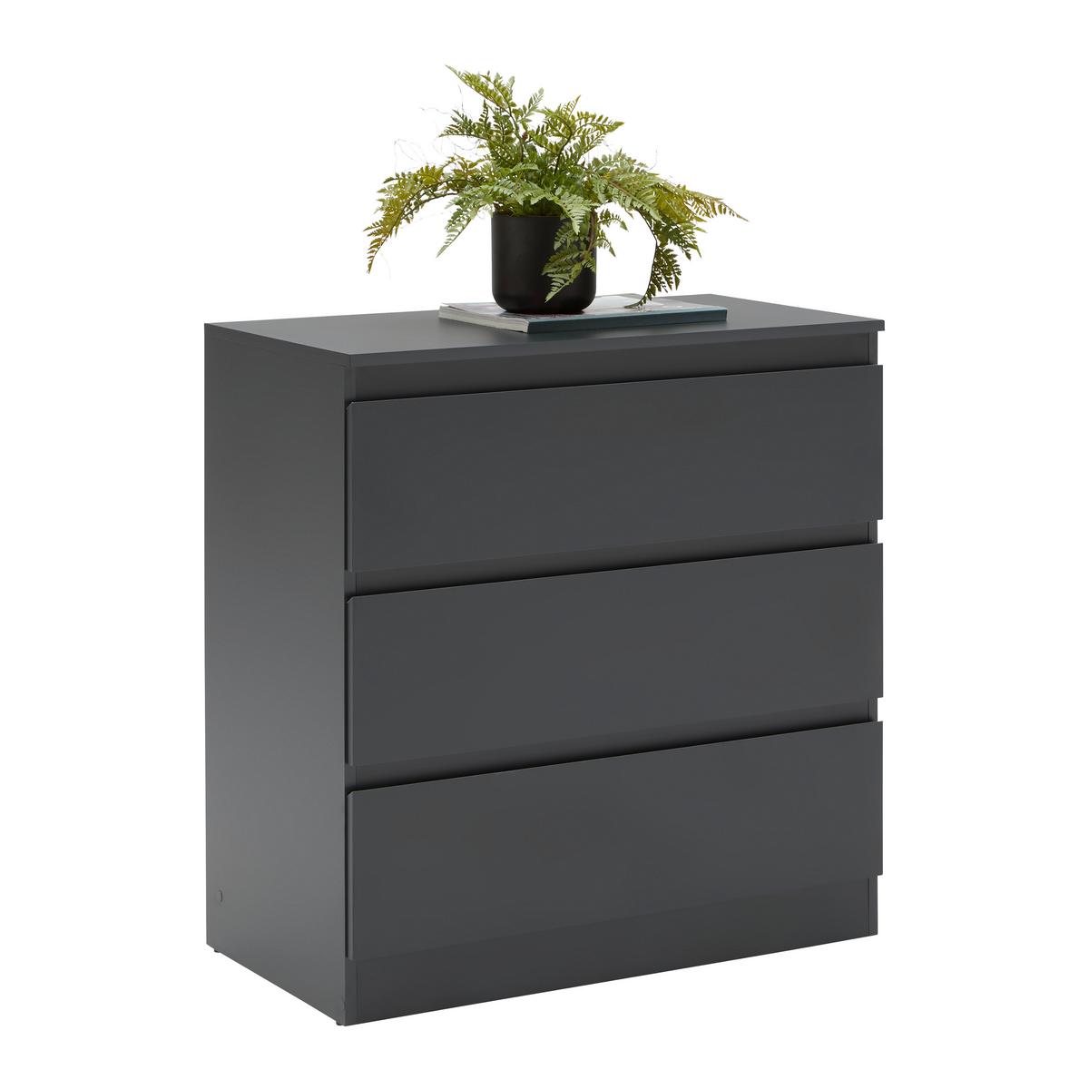 Kommode Mara Anthrazit B: 77 cm - Anthrazit/Schwarz, KONVENTIONELL, Holzwerkstoff (77/80/42cm) - Mömax