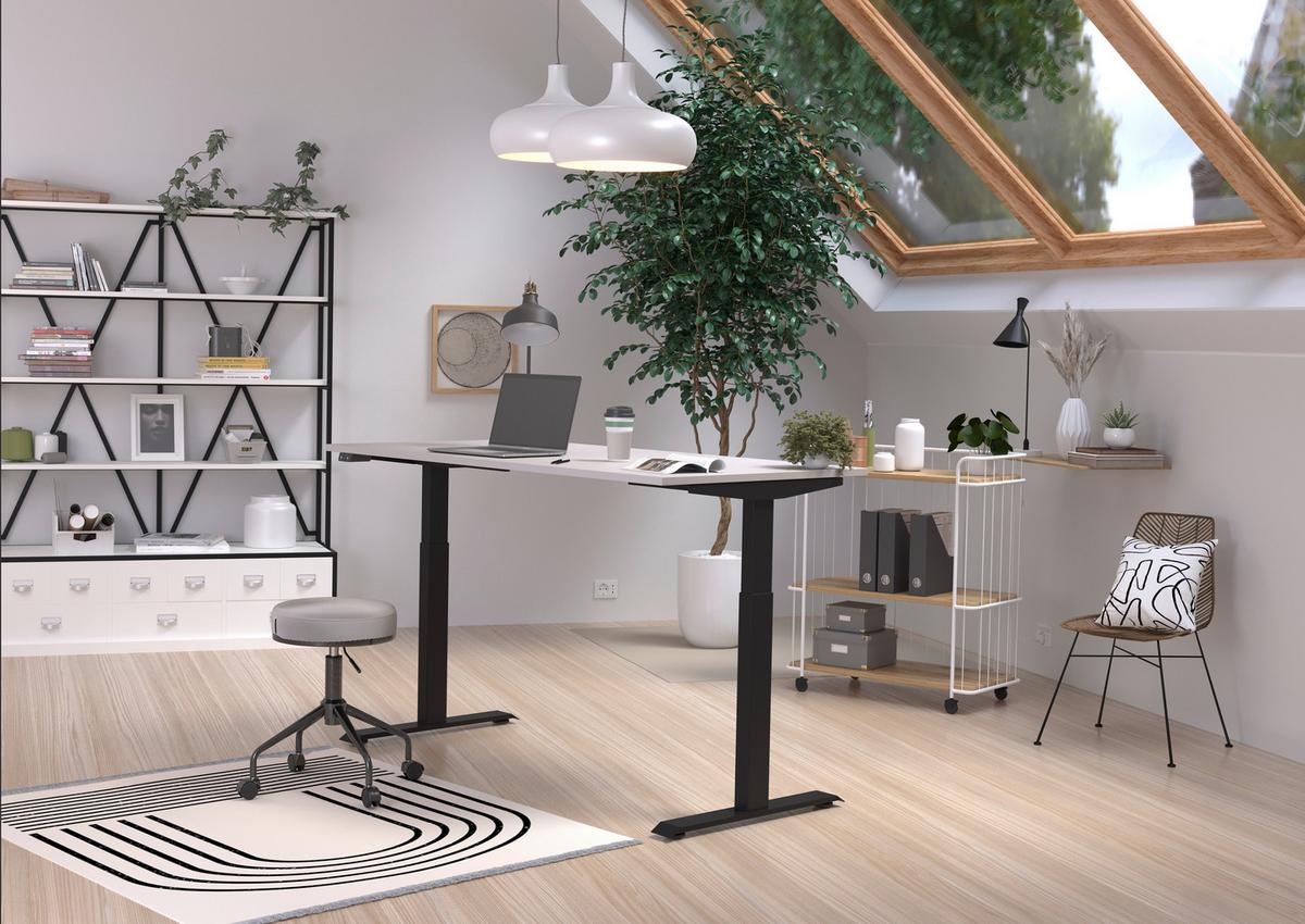 Schreibtisch Schwarz/Kaschmir L: 160cm - Kaschmir/Schwarz, MODERN, Holzwerkstoff/Metall (160/80/72-120cm) - Germania