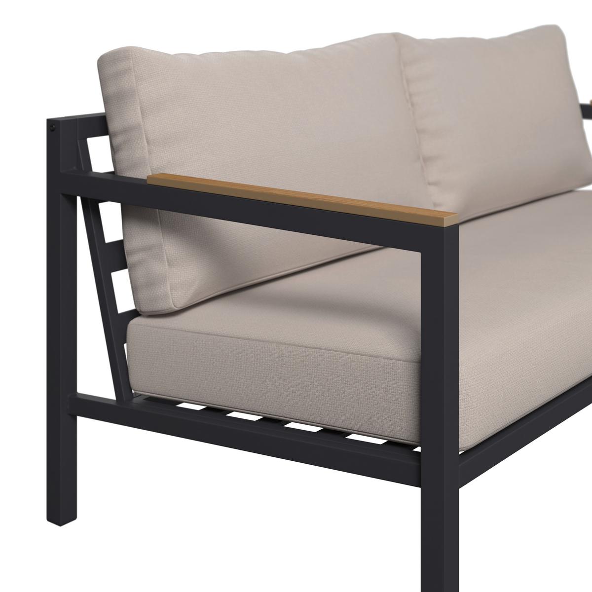 Loungegarnitur Dallas - Dunkelgrau/Beige, MODERN, Kunststoff/Textil - Beldano