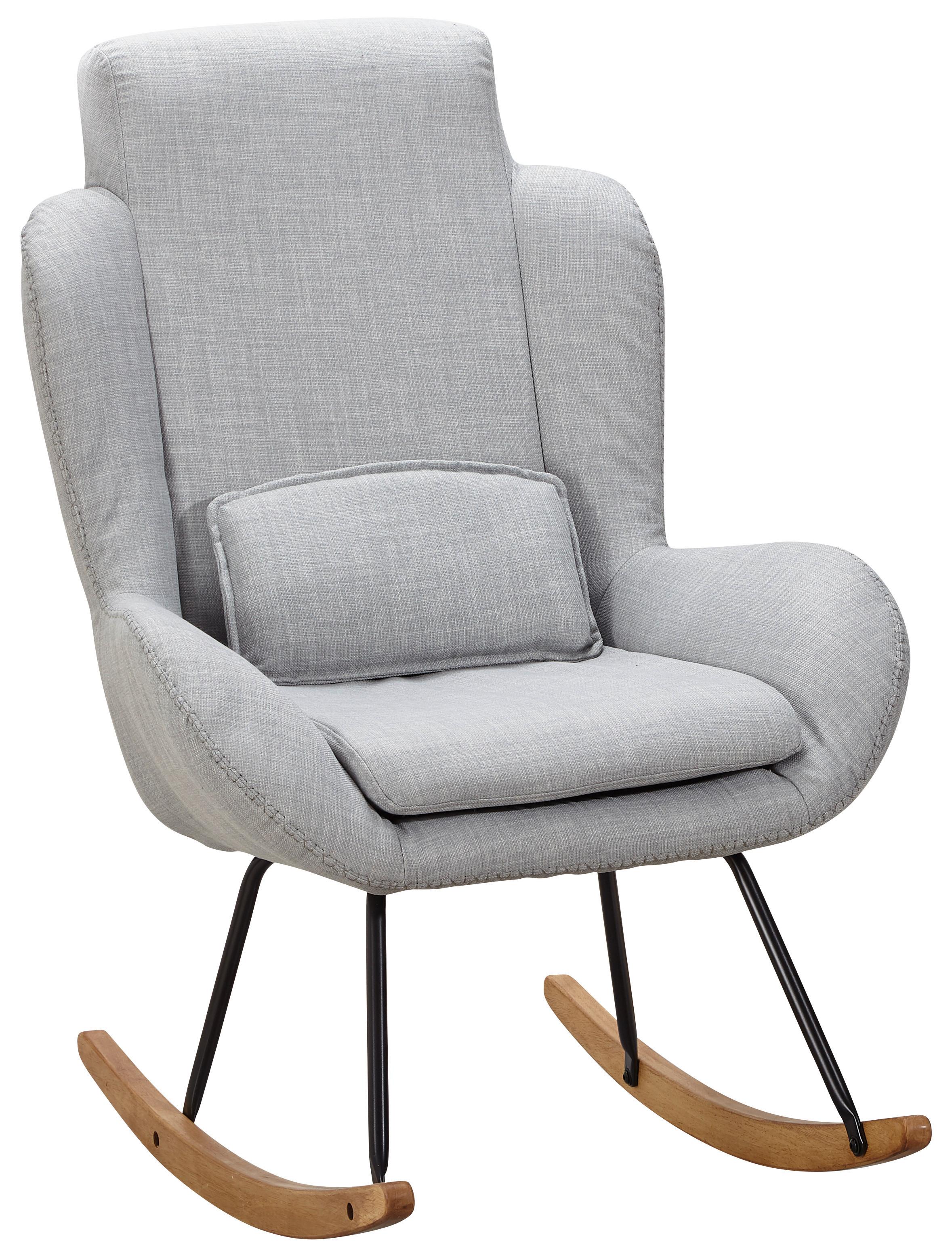 Schaukelstuhl Mit Rückenkissen Rocky Echtholz/webstoff Grau