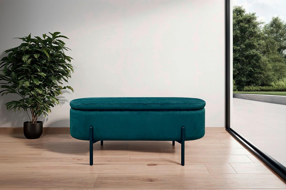 Sitzbank Nova Schwarz, Dunkelgrün B: 95 cm - Dunkelgrün/Schwarz, Design, Textil/Metall (95/42/38cm) - MID.YOU